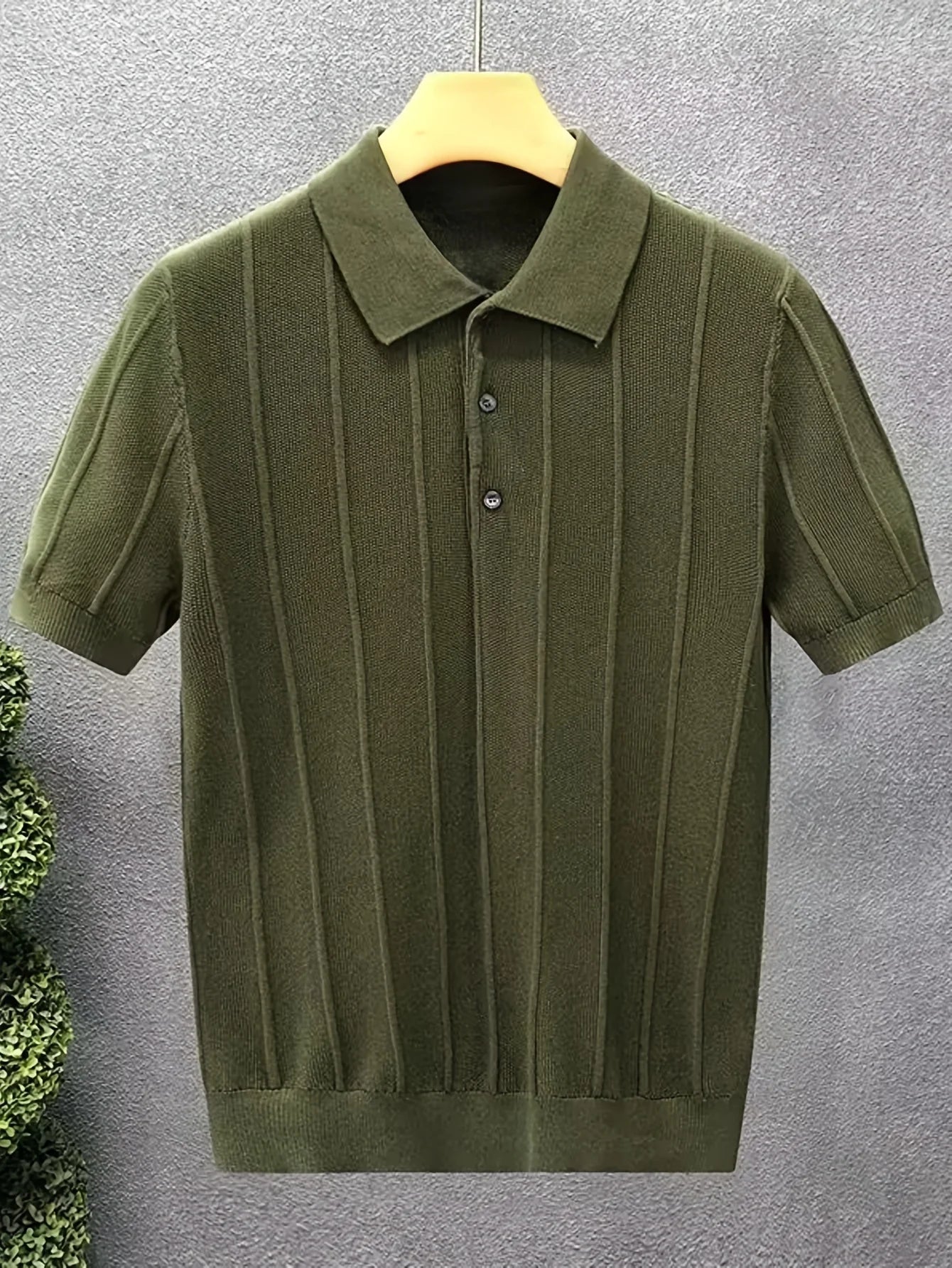 Suéter masculino de gola alta canelada - Camisa casual folgada de primavera com botões - Pulôver simples de cor única - Estilo aconchegante e moderno