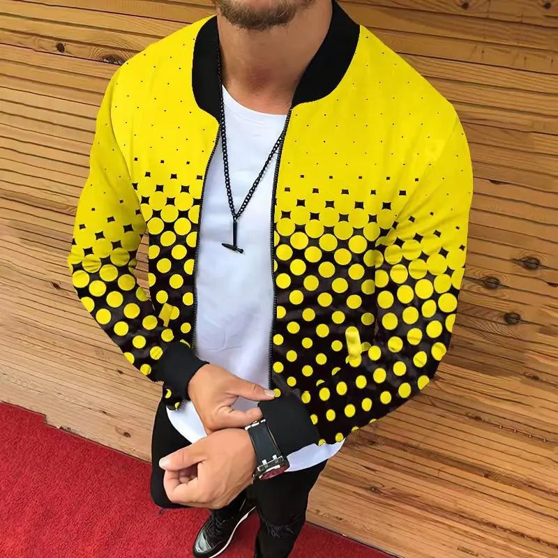 Jaqueta estampada com corte tridimensional masculina, moda casual, comércio exterior, outono e inverno , nova
