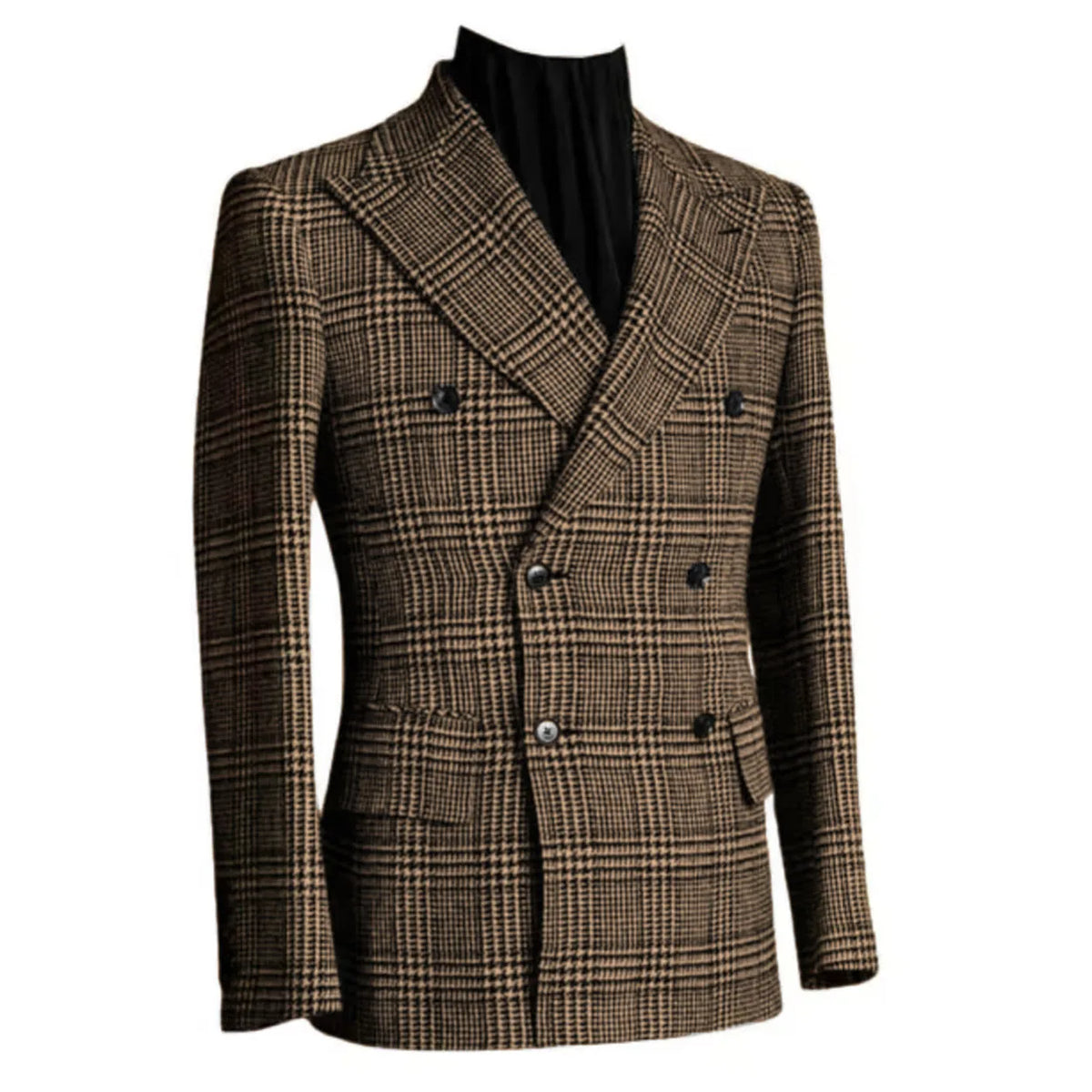 Outono inverno houndstooth casaco longo masculino duplo breasted jaqueta clássica para casamento formal blazers noivo negócios smoking