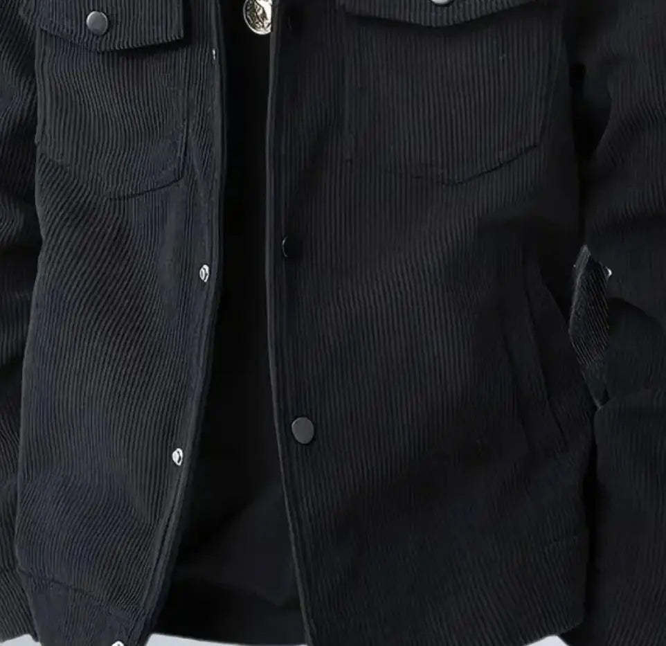 Jaqueta casual masculina ao ar livre cor pura gola abotoada outono inverno 2025 moda estilo moderno para homem