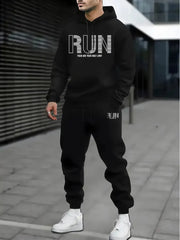 The 2025 Spring and Autumn new men's hoodie set is a casual and fashionable streetwear collection with letter prints