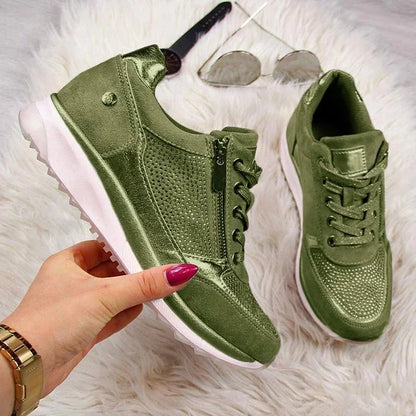 Tênis Anabela Feminino, Sapatos Vulcanizados com Lantejoulas, Sapatos Shake, Tênis Esportivos Femininos da Moda, Calçados Femininos