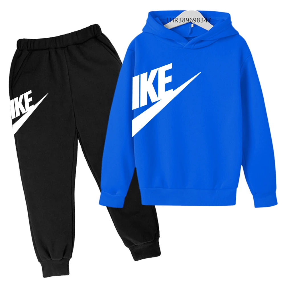 Conjunto de Moletom Estiloso para Crianças de 3 a 12 Anos, Casaco Esportivo de Manga Longa para Meninos e Meninas, Top + Calças