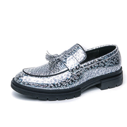 Sapatos de couro brilhante com franjas masculinas de luxo moda negócios escritório oxford mocassins designer italiano casamento sapatos sociais masculinos