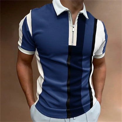Camisa polo masculina listras manga curta camiseta masculina respirável topos negócios turn down collar streetwear marca de luxo alta qualidade
