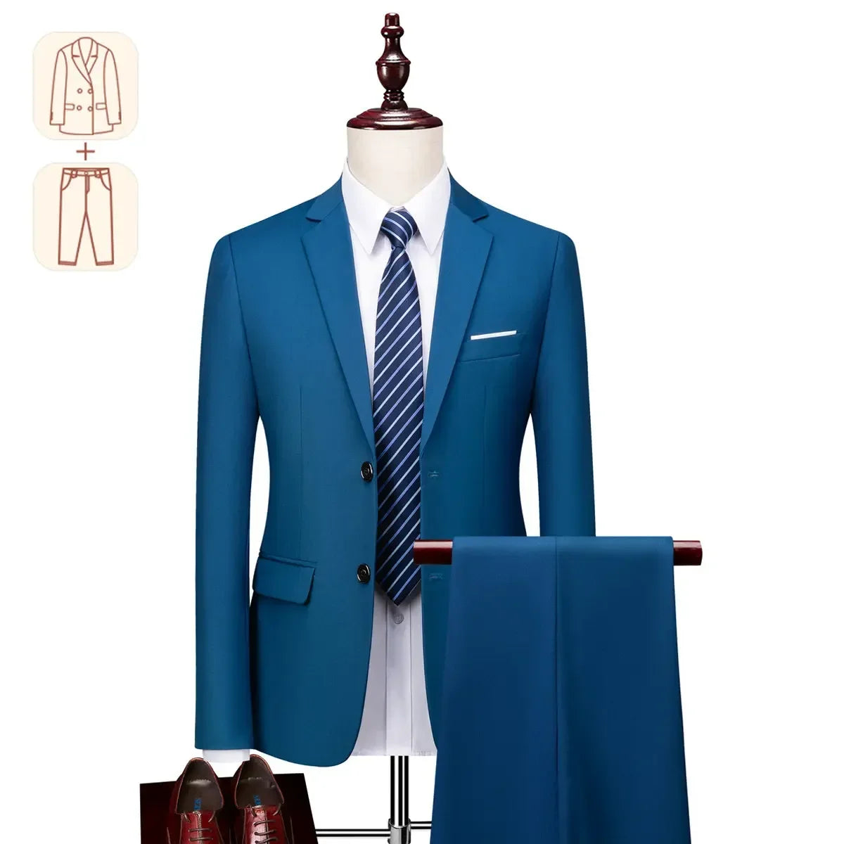 2025 New Men's Business Casual Suit for Weddings Male Solid Colour Formal Suit Sets Men Prom Party Tuxedo Dress