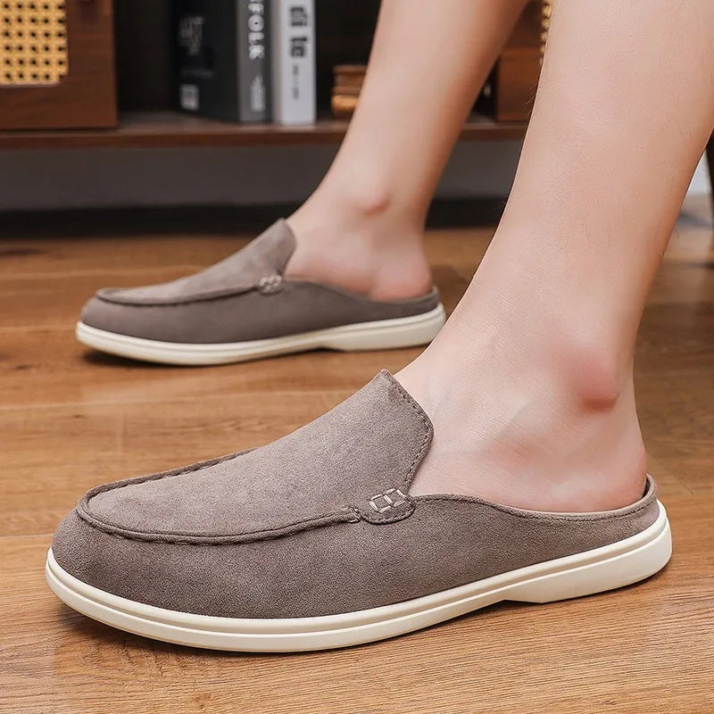 Novos Sapatos Casuais Masculinos de Verão, Modelo Fino, Mules Baotou, Sapatos de Moda com Solado Plano para Homens