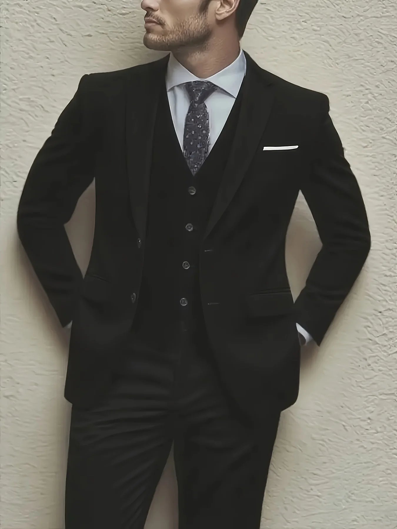 Conjunto de terno masculino de 3 peças, jaqueta + colete + calça, elegante de alta qualidade, adequado para casamentos, festas e ocasiões formais