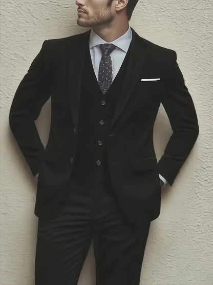 Conjunto de terno masculino de 3 peças, jaqueta + colete + calça, elegante de alta qualidade, adequado para casamentos, festas e ocasiões formais
