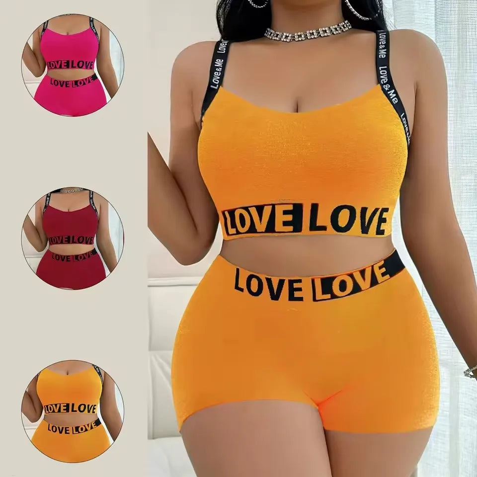 Conjunto de ioga esportiva de 2 peças para mulher, com estampa de letras, ideal para o verão, praia, academia, calça e shorts com alças, estilo anos 2000. Roupas femininas baratas.