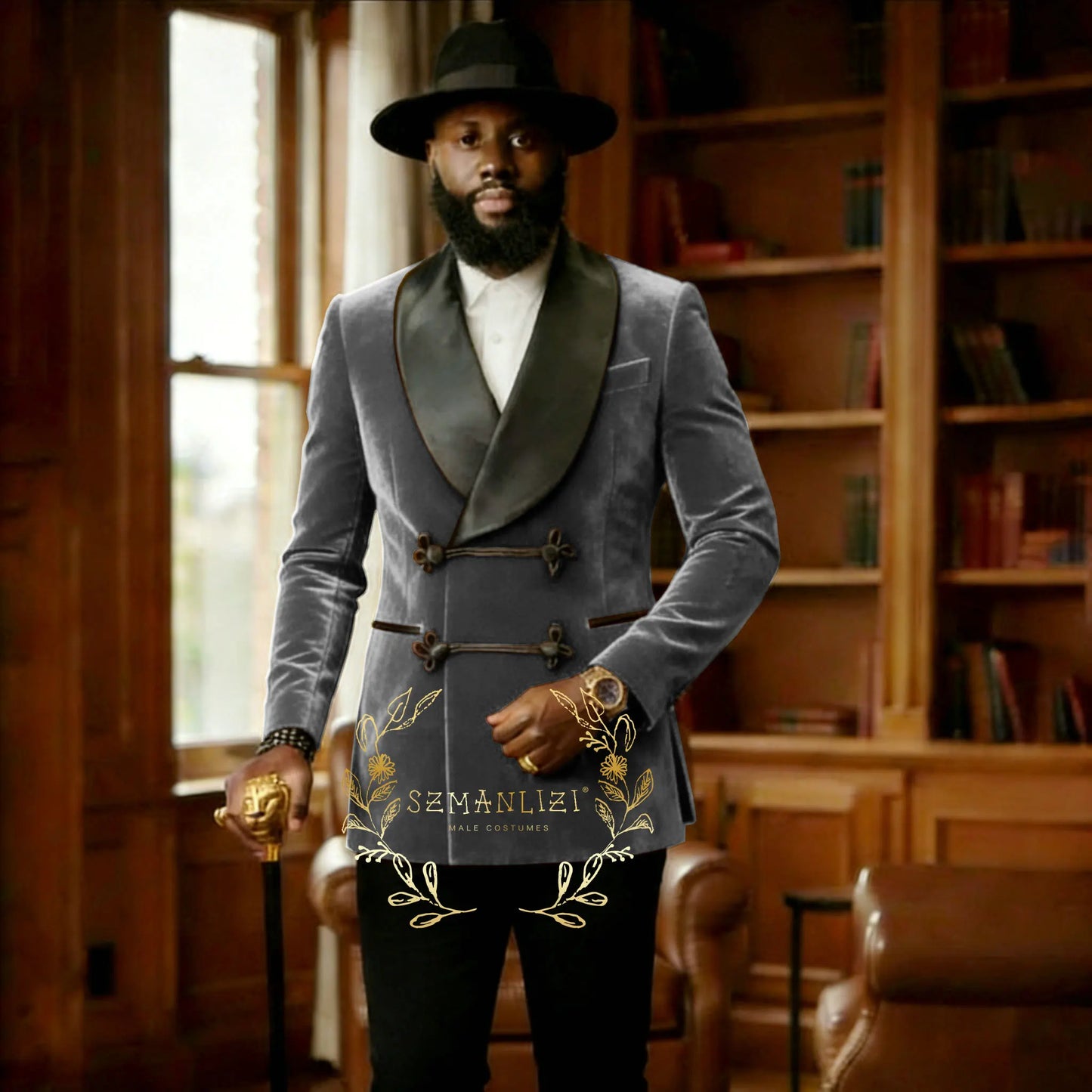 Ternos Formais Masculinos em Veludo Marrom, Blazer com Dois Botões, Calças Elegantes, Ajuste Slim, Roupas Masculinas para Casamento e Casual de Negócios