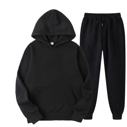 Conjunto Esportivo Masculino Outono/Inverno 2026, Cor Sólida, Duas Peças, Moletom com Capuz e Calças de Jogging, Roupas Casuais Esportivas 2026