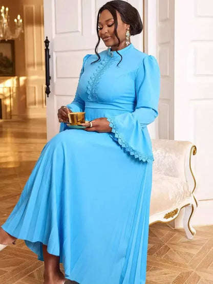 Plus Size African Party Dress For Women Autumn Winter New Fashion Dashiki Ankara Wedding Gowns Elegant Turkey Muslim Maxi Dress
