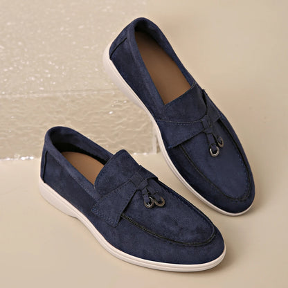 Sapatos Casuais Femininos de Couro Suede com Fivela Metálica, Antiderrapantes e Confortáveis para o Dia a Dia