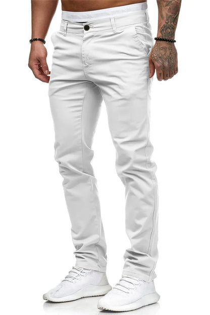 Men Slim Pants Autumn Male One Button Solid Color Straight Workwear Full Trousers BSD-8816