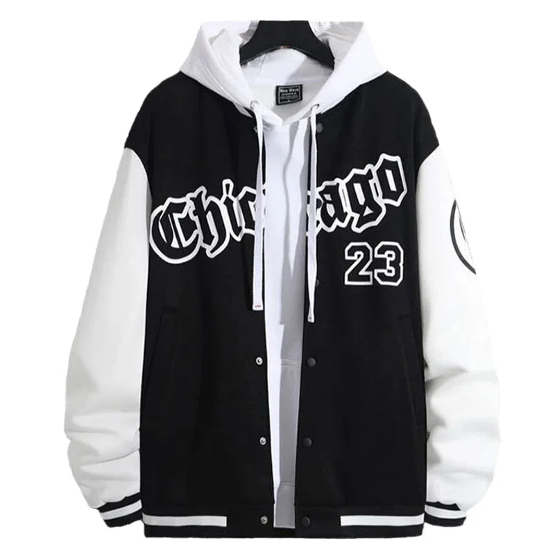 Jaqueta Masculina Manga Longa O-Gola, Carta Impressa Golf Wear, Jaqueta de Beisebol, Casacos Casuais, Primavera, Outono, S-XXL