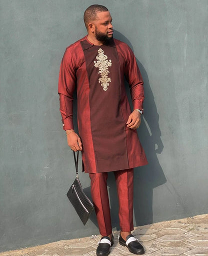 Novo Terno Masculino 2025, Bolso Branco, Conjunto de 2 Peças, Terno Casual de Luxo para Casamento, Estilo Tradicional Africano de Minorias Étnicas