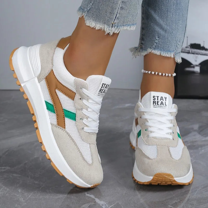 Tênis femininos novos para primavera/outono 2026, casuais, com cadarço, de grife, luxuosos, plataforma, estilo mocassim, antiderrapantes e confortáveis.