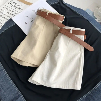 Calções de perna larga feminino cintura alta sólido all-match streetwear casual carga solto ajuste aconchegante chique popular simples básico verão mujer