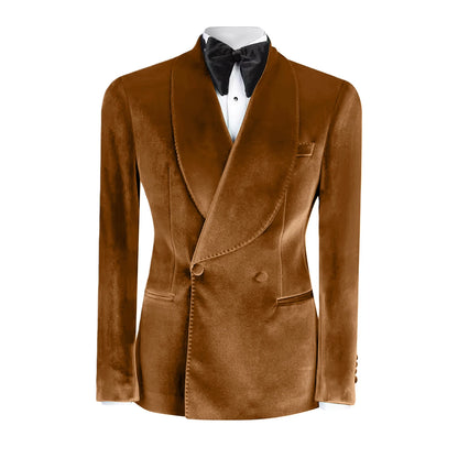 Ternos formais de veludo masculino, blazer duplo breasted, 1 peça, elegante, slim fit, roupas masculinas, casamento, negócios, casacos casuais
