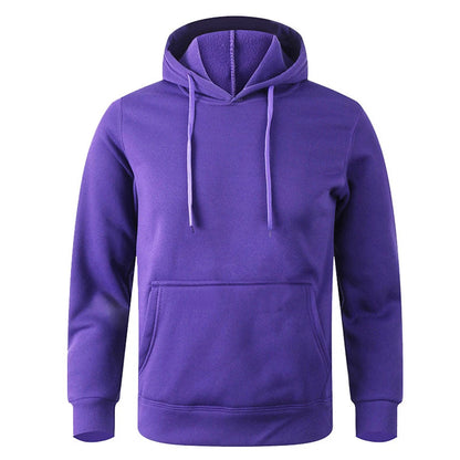Moletom unissex quente, casual, cor sólida, estilo streetwear, com bolso, para esportes e fitness, disponível em várias cores.