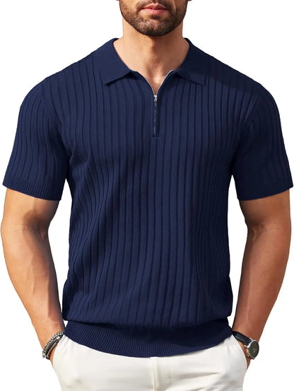 Camisa polo masculina casual de manga curta, luxo, moda verão, respirável, cor sólida, camisa de malha, camiseta masculina