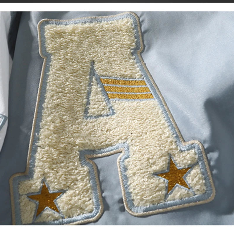 Nova Jaqueta de Beisebol Varsity Masculina Hip Hop Harajuku com Letras em Patchwork Streetwear Feminina Unissex Casacos Universitários