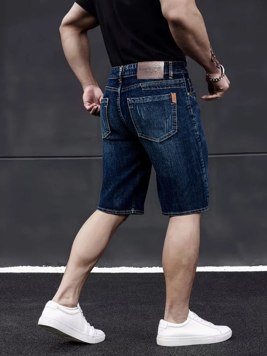 Bermuda Jeans Masculina Slim Estilo Clássico 2026 - Nova Coleção Verão, Moda Casual Fina e Elástica, Tamanho 40