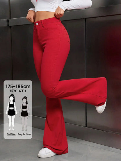 Calças Jeans Casuais Largadas com Bolsos, Versáteis para Mulheres Altas no Estilo Y2K, Calças de Denim Elásticas de Cintura Alta