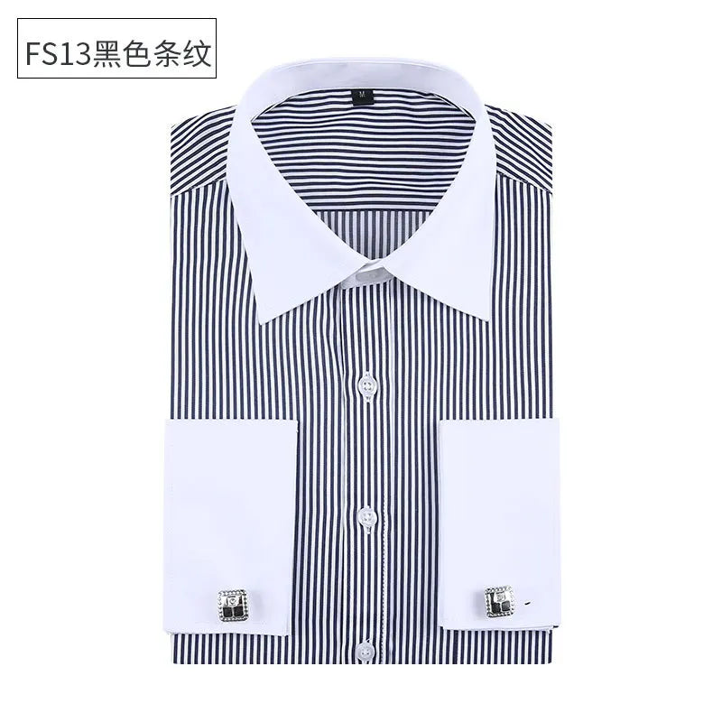 Social formal francês manguito manga longa camisa masculina festa de casamento escritório trabalho masculino vestido camisa cor sólida camisas brancas negócios 6xl