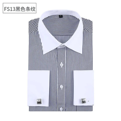 Social formal francês manguito manga longa camisa masculina festa de casamento escritório trabalho masculino vestido camisa cor sólida camisas brancas negócios 6xl