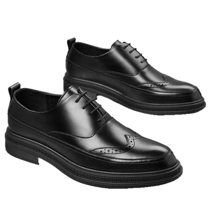 Sapatos Casuais de Couro Masculinos Formais de Negócios Cano Baixo com Cadarço Oxford Brogue Retrô Primavera Outono para Padrinhos
