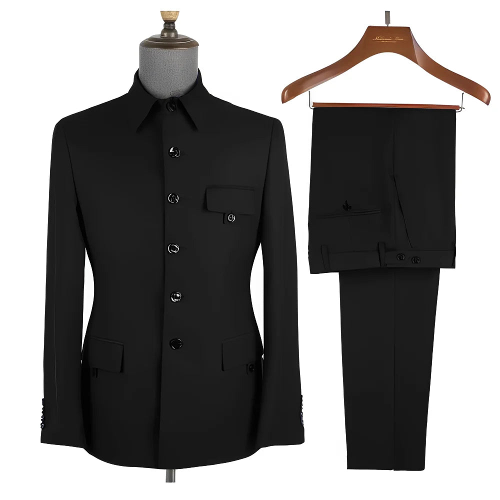 Terno masculino formal azul real, conjunto de 2 peças, gola, blazer, calças, slim fit, casamento, noivo, smoking, vestido de festa