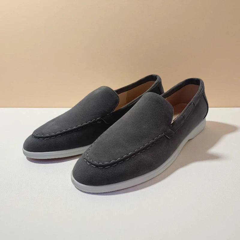 Primavera verão clássico marca camurça mocassins de couro dos homens sapatos casuais luxo respirável deslizamento em sapatos de condução mocassins