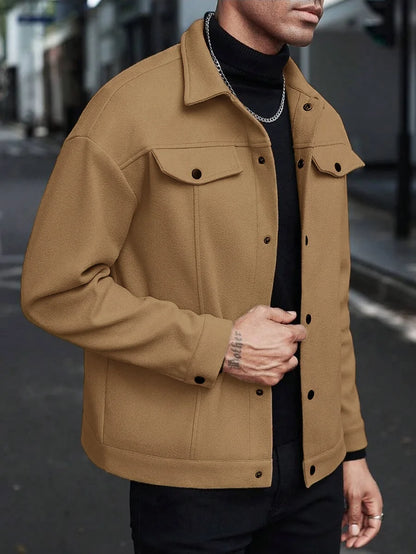 2025 Jaqueta de lã com botões estilo europeu outono/inverno para homens – Casual, esportiva, de negócios – Tamanho europeu