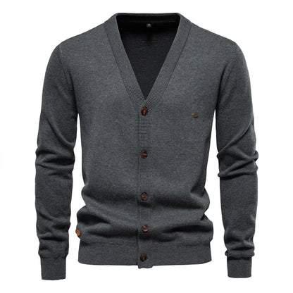 Aiopeson 2024 novo outono algodão cardigan camisola masculina casual único breasted cor sólida de alta qualidade camisola de algodão masculino
