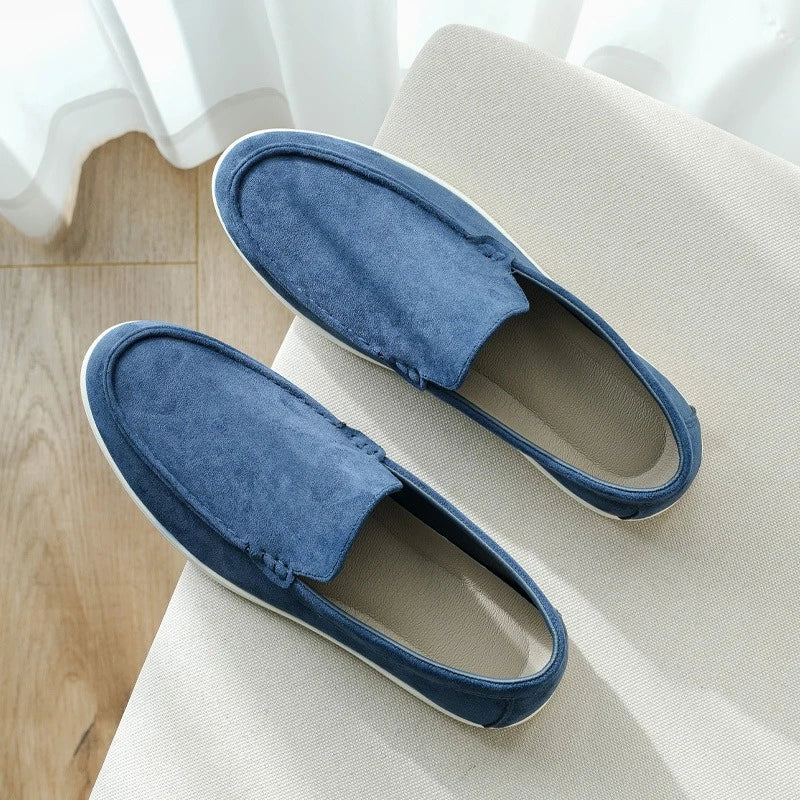 Mocassins Masculinos Confortáveis para Dirigir, Sapatos Slip-On de Couro Camurça Macio Antiderrapantes para Viagens Longas, Sapatos Casuais Masculinos para Caminhada