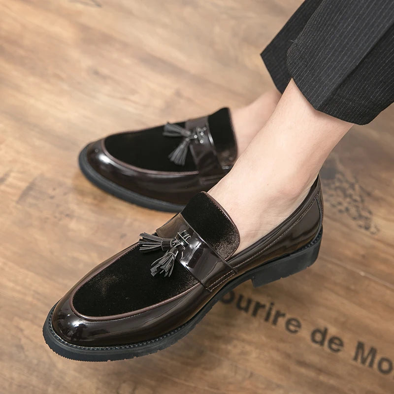 Sapatos Casuais Masculinos de Grife com Salto Baixo, Loafers Slip-on Modernos de Alta Qualidade com Borla, Sola Macia e Confortável, Tamanhos 38-48