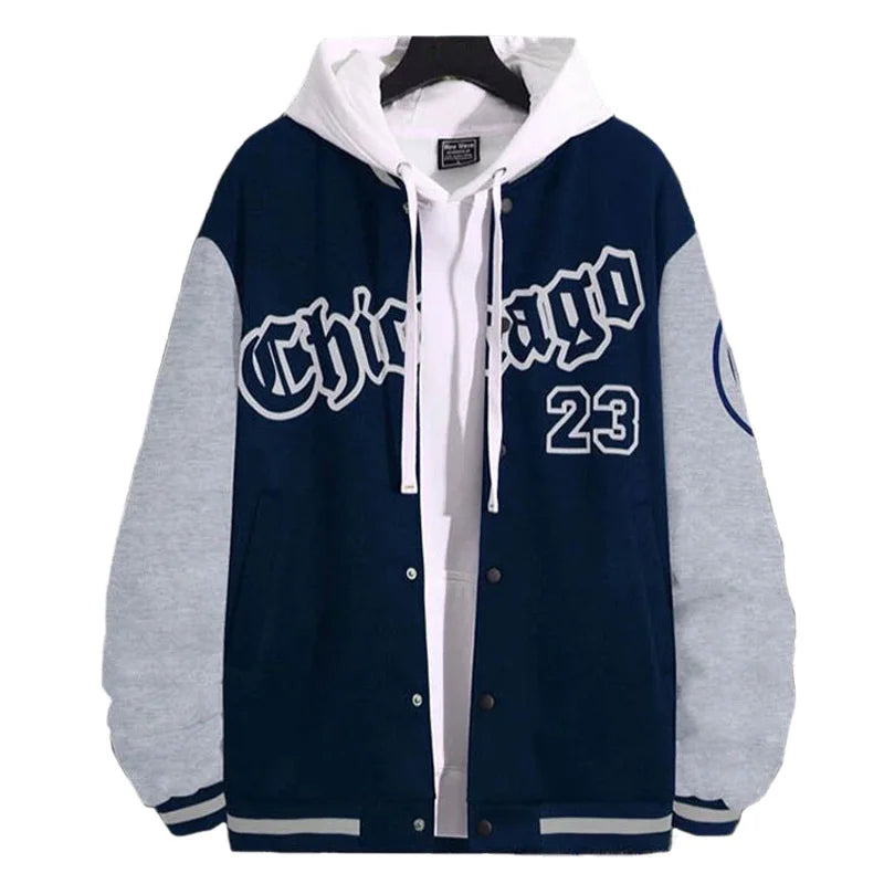 Jaqueta Masculina Manga Longa O-Gola, Carta Impressa Golf Wear, Jaqueta de Beisebol, Casacos Casuais, Primavera, Outono, S-XXL