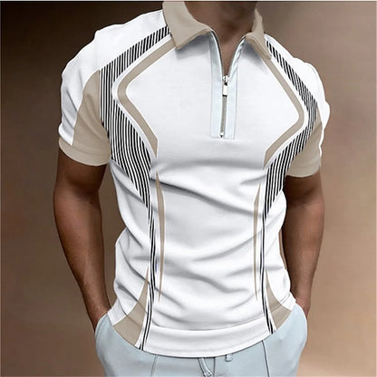 Camisa polo masculina listras manga curta camiseta masculina respirável topos negócios turn down collar streetwear marca de luxo alta qualidade