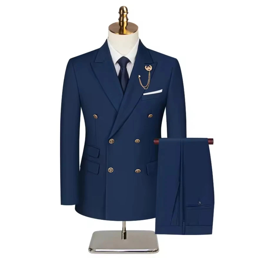 2025 ternos para homens novo estilo (blazer + calças) duplo breasted banquete de casamento/hosting/festa 2 peças blazer calças vestido