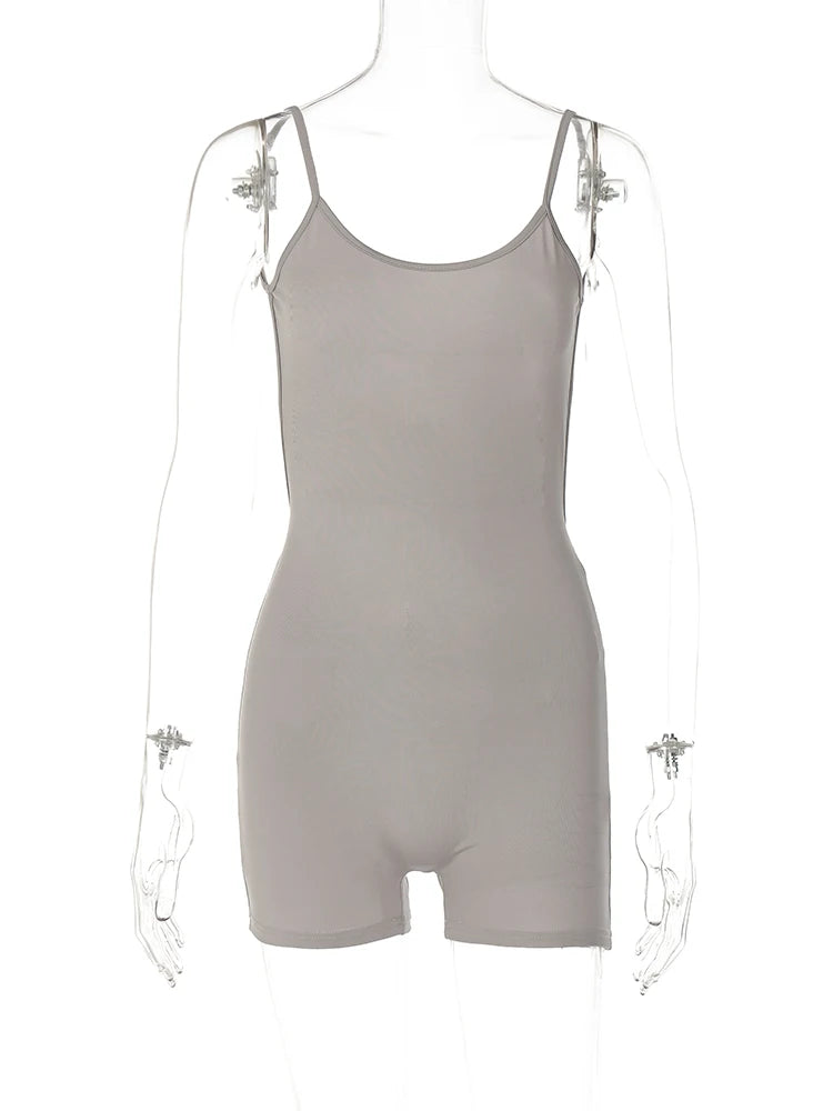 Macacão curto Hugcitar, liso, sem mangas, com decote nas costas, franzido, sexy e justo ao corpo, ideal para o outono, férias e festas.