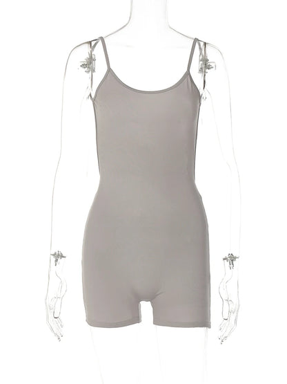 Macacão curto Hugcitar, liso, sem mangas, com decote nas costas, franzido, sexy e justo ao corpo, ideal para o outono, férias e festas.