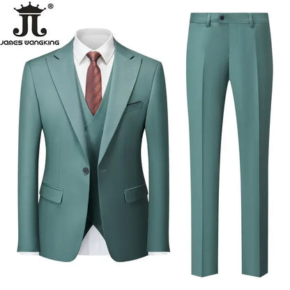 Conjunto de Terno Masculino de 3 Peças (Blazer + Colete + Calça) Tamanhos EUA XXS-3XL, Cor Sólida, Estilo Boutique, para Negócios Oficiais, Casamentos e Festas