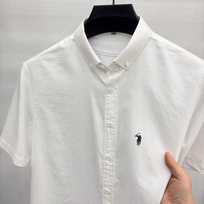 Camisa de Manga Curta 100% Algodão de Marca de Luxo com Bordado de Pônei, Nova Moda Casual para o Verão, Vestuário Masculino Paul