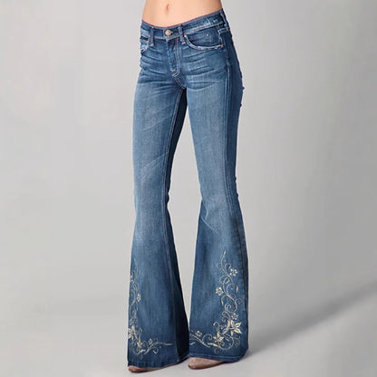 Novas Calças Jeans Flare Femininas com Estampa Digital 3D, Cintura Alta, Ajuste Slim, Denim Elástico, Estilo Casual e Moderno para Uso Diário