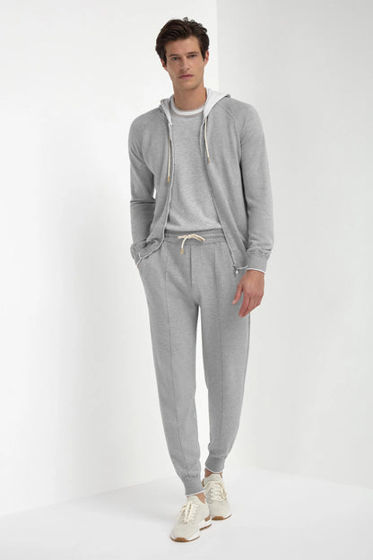 Sky grey cashmere blend hoodie - Made in Italy