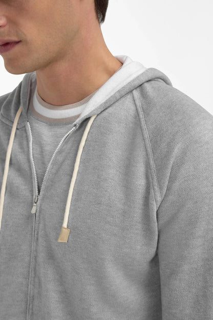 Sky grey cashmere blend hoodie - Made in Italy