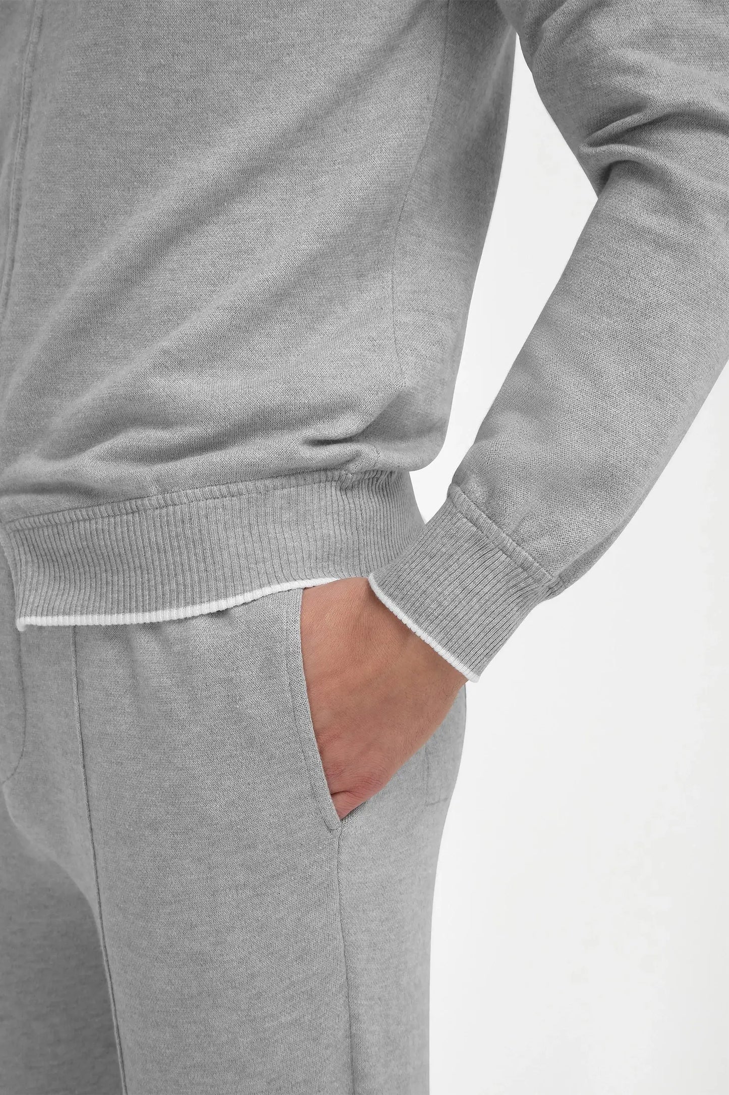 Sky grey cashmere blend hoodie - Made in Italy