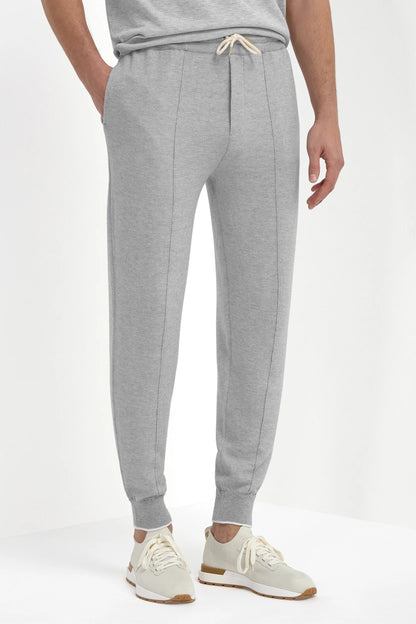 Sky grey cashmere blend jogger pants - Made in Italy